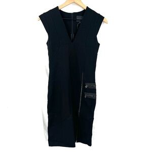 Hotel Particulier little black dress LBD scuba bodycon Moto stretch cocktail XS